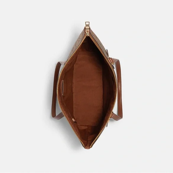 NWT Coach Gallery Tote Bag In Signature Canvas Khaki Saddle 79609 RARE SOLD OUT - Picture 2 of 3